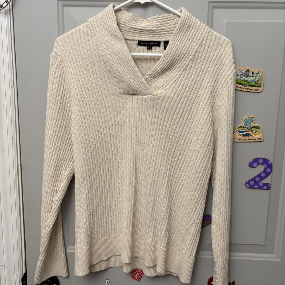 Cream Cowl Neck Sweater